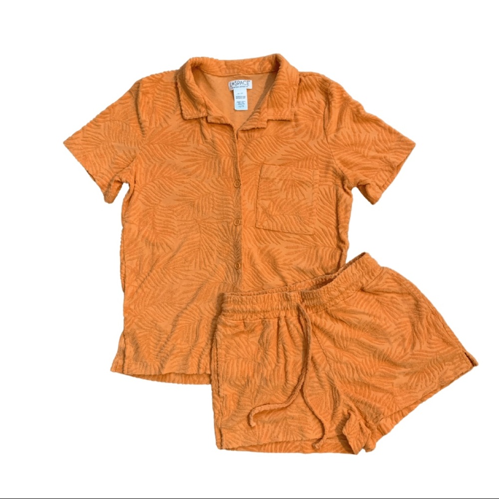 L*Space Bright Orange Terry Lounge Set Size XS